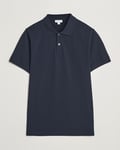 Sunspel Supima Cotton Short Sleeve Pique Polo Midnight Navy