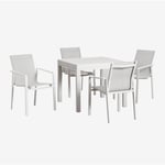 Ensemble table extensible rectangulaire en aluminium (90-180x90 cm) Starmi et 4 chaises d'extérieur Eika SKLUM Blanc Gardenia - Blanc Gardenia
