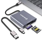 MOMAN Lecteur de Cartes CFexpress, 10Gbps USB 3.1 Gen 2 CFexpress Type A, Type B, SD Lecteurs de Cartes 3-en-1, Connecteurs de Cartes mémoire pour téléphones, tablettes, Ordinateurs.