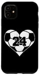 iPhone 11 Soccer Number 24 Jersey Funny Soccer Heart Game Day Case