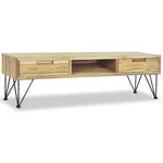 The Living Store - Meuble tv 120 x 35 x 35 cm Teck massif Brun