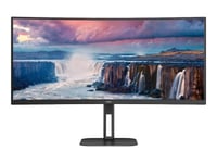 34" AOC CU34V5C, Curved VA 3440x1440, 1 ms, 100Hz FreeSync, 1500R, höjdjusterbar, HDMI/DP/USB-C 65W, USB 3.2-hubb