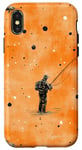 Coque pour iPhone X/XS Orange Aquarelle Polka Dots Fishing Pattern Art Print