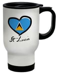 St Lucia Travel Mug Love Heart Flag Cup Gift