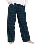 LAPASA Pantalon de Pyjama Femme 100% Flanelle de Coton Bas de Pyjama ou d'Intérieur Automne/Hiver L74 Vert & Bleu Marine (Flanelle) S