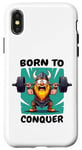 Coque pour iPhone X/XS Born to Conquer Viking Haltérophilie - Funny Fitness