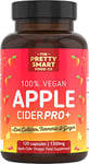 The Pretty Smart Food Co Apple Cider Vinegar Capsules - Boosted with Vegan Live Cultures, Turmeric & Ginger - Raw & Unfiltered ACV Complex - 1300MG Dosage - 120 Capsules - Made The UK