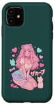 Coque pour iPhone 11 Anime Cat Girl Manga Hearts Kawaii Cute Holiday Valentines