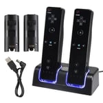 Socle Dock Station D'accueil De Recharge Chargeur Noir Par Port Usb + 2 BatteriesPour Manettes Télécommandes Nintendo Wiimote Wii / Wii U