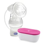 Chicco, Tire-lait électrique portable, compact et léger, extraction efficace et naturelle avec 5 niveaux d'intensité, doux et ergonomique, avec tétine inclinée et capuchon hermétique, blanc, 150 ml