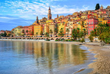 Colorful medieval town Menton on Riviera Mediterranean sea Fra