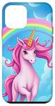 iPhone 12 mini Colorful Unicorn in Clouds with Bright Rainbow Case