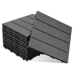 Riossad Dalle de terrasse Résistant à l'eau Revêtement de sol extérieur 30 x 30, anthracite 11pcs DALLAGE