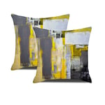 Cushion Covers 60x60cm Pack of 2 Abstract Art Pillow Cover, Yellow and Dark Grey Contemporary Gallery Home Decorative Throw Pillows Cover for Bedroom Sofa Living Room24x24inch