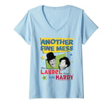 Womens Laurel & Hardy Another Fine Mess Retro Stars Poster Art V-Neck T-Shirt