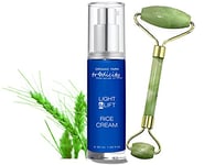 Crème Visage Anti-Rides + ROULEAU DE JADE pour un Traitement Raffermissant. Crème Hydratante Visage et Combleur de Rides. Lift Asiatique pour Femme et Homme - 30 ml