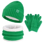 Enfant Garçon Fille Hiver Chapeau Bonnet Echarpe Gants Ensemble 4 5 6 7 8 Ans Polaire Bonnets Pom Casquette Cache Cou Gant Cadeaux pour Filles Garçons