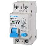 Disjoncteur différentiel dispositif de protection 1P+N 6A 4.5kA 30mA 220V 2 Modules din Ettroit JXB1L-63-1P+N-6A