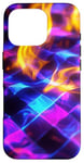 Coque pour iPhone 16 Pro Art abstrait psychédélique bleu électrique futuriste