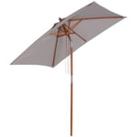 Parasol rectangulaire inclinable bois polyester haute densité 2L x 1,5l x 2,3H m gris clair