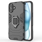 SKALO iPhone 16 Plus Armor Hybridi metallirengas kuori - Musta