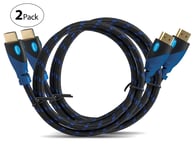 Premium Pack De 2 Câbles Hdmi A Haute Performance Avec Ethernet 1.4A (1M) - Soutien 3D & Chaine Audio Retour (Arc) 1080P- Haute Définitions - 1 Mètres