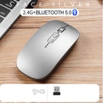 Souris Bluetooth sans fil aste,souris de jeu muette,adaptée pour Surface Pro 9,Pro 8,7,6,5,4/3,Pro X,tablette,ordinateur portable,PC - Type Dual mode Silver