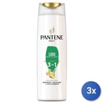 3x Pantene 3In1 Shampooing 225 Ml. Lisses Soie