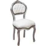 Biscottini - Chaises Louis xvi 90x45x42 cm Chaise ancienne en argent Chaise tapissée à la française Fauteuil de chambre en cuir blanc