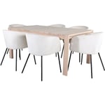 SliderWW ensemble table, table extensible longueur cm170 / 250 chêne blanc washeded et 6 Berit chaises Velours beige.