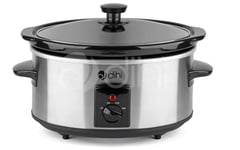 3.5L Electric Slow Cooker Removable Ceramic Pot Clear Glass Lid Stainless Steel