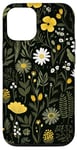 iPhone 15 Olive Green Boho Botanical Wildflowers Case