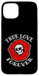 Coque pour iPhone 15 Plus Retro Vintage True Love Forever Skull and Flower Memento Mori