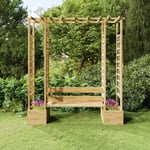 Inlife - Pergola de jardin avec banc et jardinières Bois de pin imprégné