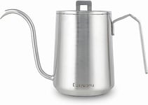 Easyworkz Gooseneck Pour Over Coffee Kettle 600ml Stainless Steel Hand Drip Coffee Pot with Long Narrow Spout,Brushed Silver