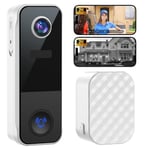 Ankway 3MP Video Doorbell Wireless - Doorbell Camera with 5200mAh Battery, 2.4Ghz WiFi, Two-Way Audio, Human & PIR Detection, Alarms, Compatible with Alexa and Google, SD and Cloud Storage