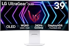 LG Ultragear Curved OLED Gaming Monitor 39GS95QE, 39 Inch, 1440p, 240Hz, 0.03ms, OLED Display, HDR 10, NVIDIA G-Sync & AMD FreeSync Compatible, Smart Energy Saving, DisplayPort, HDMI