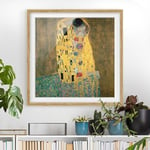 Micasia - Poster encadré - Gustav Klimt - Il bacio Dimension HxL: 50cm x 50cm, Couleur cadre: Chêne