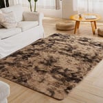 Tapis Salon à Poils Longs, Tapis Shaggy Moderne Design pour Chambre, Couloir, Dimension - 80x120cm Marron Café