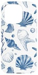 Coque pour iPhone 15 Pro Été côtier bleu coquillage, étoile de mer, femme