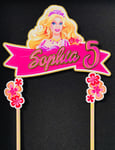 Personalised Barbie Doll Birthday Cake Topper / 3D Name and Age