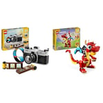 LEGO Creator 3-en-1 L’Appareil Photo Rétro, Jouet avec 3 Modèles pour Filles et Garçons & Creator 3-en-1 Le Dragon Rouge, Jouet avec 3 Figurines d'animaux, Dont Un Dragon Rouge