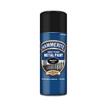 Hammerite Spray Paint for Metal. Direct to Rust Exterior Black Metal Paint, Smooth Finish. Corrosion Resistant Black Gloss Paint and Rust Remover, 8 Year Protection - 400ml Aerosol 0.5 SqM Coverage​