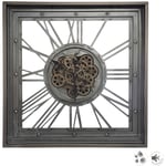 Horloge Mécanisme métal 80x80cm Atmosphera créateur d'intérieur - Gris