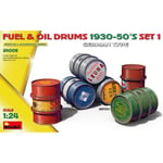 FUEL & OIL DRUMS 1930-50's SET 1 (GERMAN TYPE) KIT 1:24 Miniart Kit Diorami