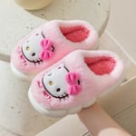 Barnens skor för flickor HelloKitty Söta tecknade hustofflor Vinter Tjocka tofflor Håll varma Kawaii Halksäkra tofflor 21752-Pink 30-31