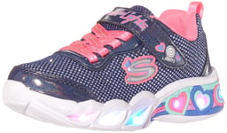 Skechers SWEETHEART LIGHTS - SHIMMER S, Girl's Sneaker, Navy Sparkle Mesh Neon Pink Multi Trim, 13 Child UK (32 EU)