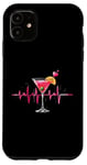 Coque pour iPhone 11 Verre à cocktail Motif battements de cœur Martini