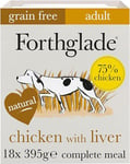 Forthglade Wet Dog Food (18 x 395g Trays) - Adult 1 year +, Grain Free Chicken and Liver with Vegetables, Stomach Sensitive Dog Food with Natural Ingredients, Complete Hypoallergenic Dog Food