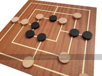 Nine Men's Morris Game - Dual Side Wooden Board with Wooden Pieces (UK)